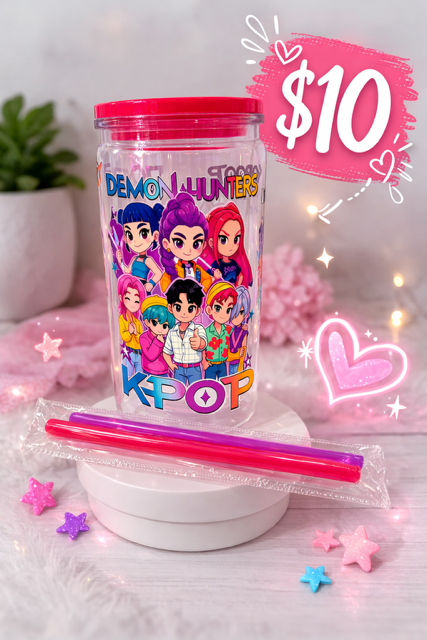 Kpop Demon Huntrix Cup 16oz ( Plastic) Kid Friendly