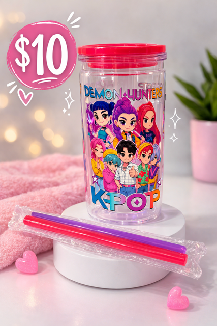 Kpop Demon Huntrix Cup 16oz ( Plastic) Kid Friendly